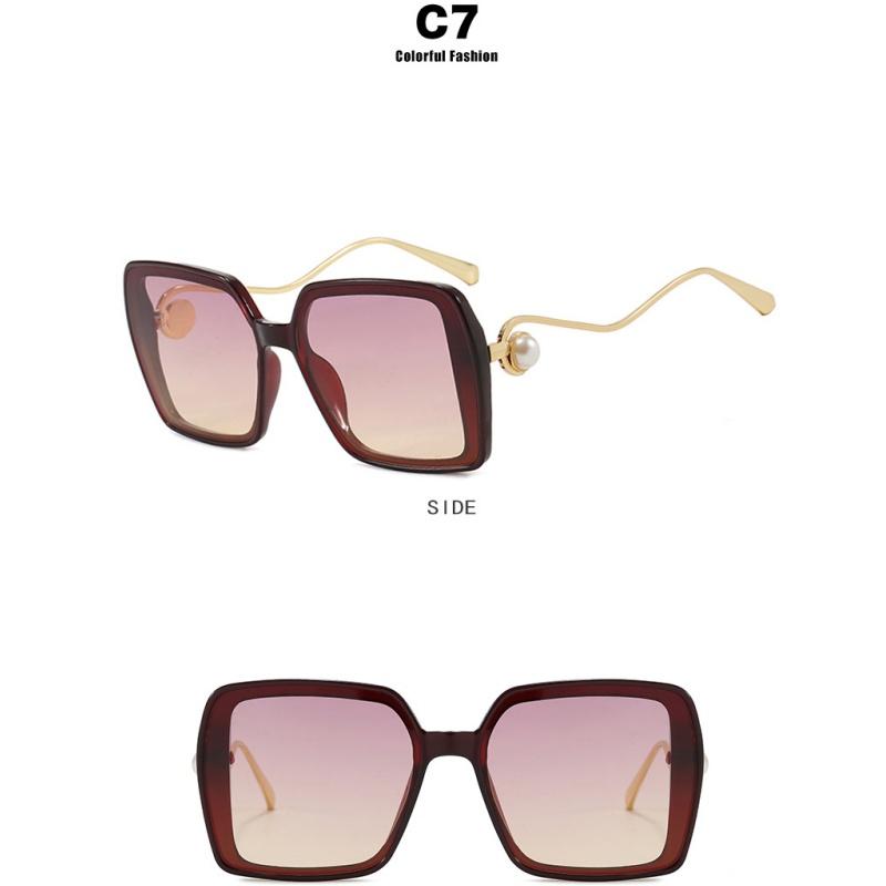 Women's Sunglasses, Fashionable Square Large-frame Sunglasses, Pearl-decorated Sunglasses.
