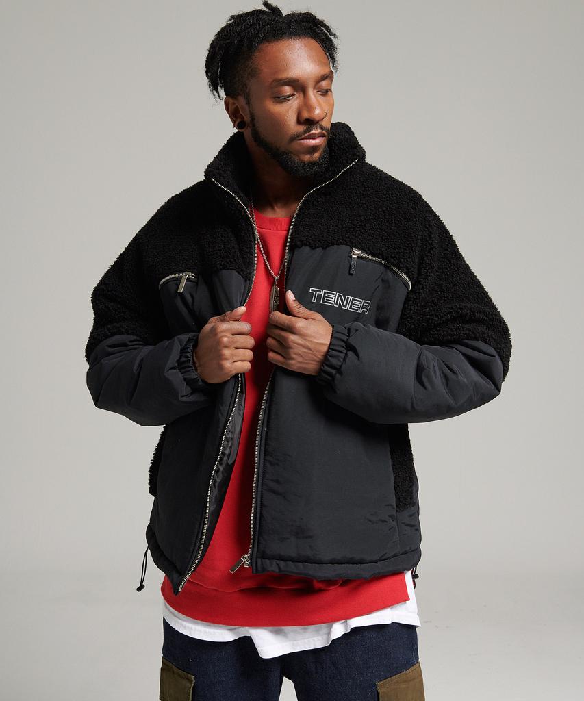 Tener Unisex Sherpa Cut Padded Jacket Black