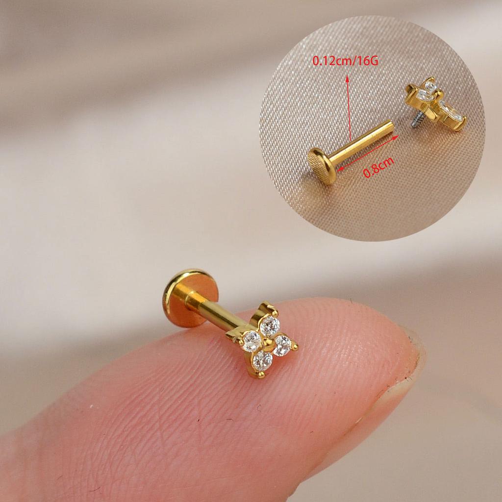 1PC Titanium Stainless Steel Earrings Tiny Butterfly Leaf Flat Rook Lobe Cartilage Snug Helix Couch Tragus Labre Piercing 16G