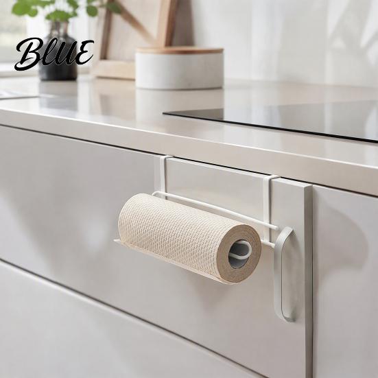 Metal Kitchen Gadget Storage Hanging Paper Towel Rack Drill-Free Organizer Space Saving Cabinet Door Rack for under Adhesive Wrap And Foil Organizer