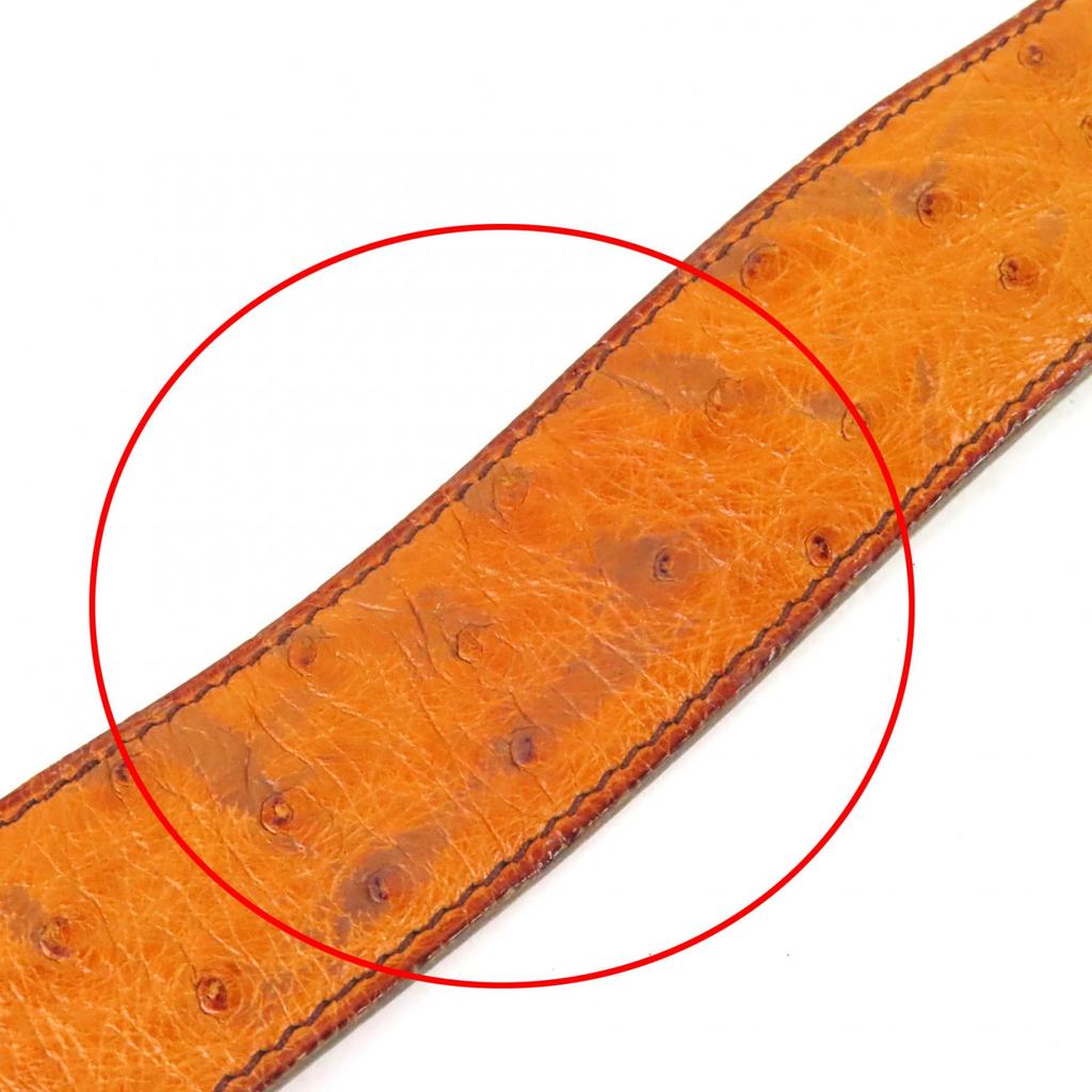 Very Good HERMES Belt H Logo Buckle, Ostrich Leather Brown Ostrich Women Used