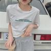 2025 Summer Women's Loose Short-Sleeve Crop Top with Letter Print