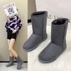 Casual and Comfortable Winter Round-toe Thick-soled Solid Color Velvet Warm and Able Mid-calf Snow Boots