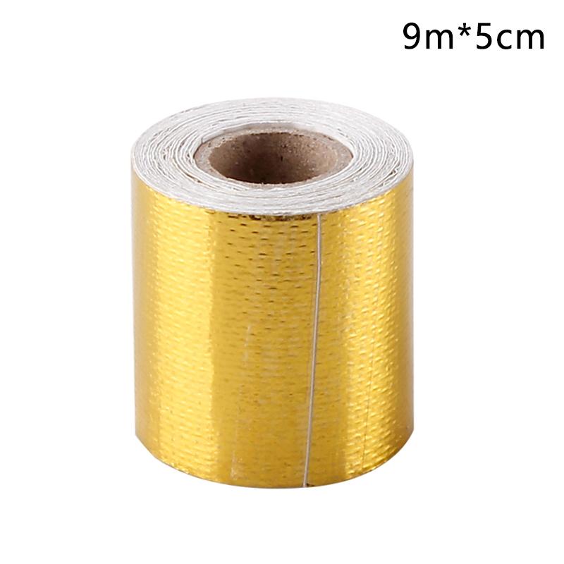 5Cm 5/9/10M Gold Car Motorcycle Exhaust Wrap Pipe Header Heat Insulation Roll Tape Turbo Heat Exhaust Thermal Wrap Tape