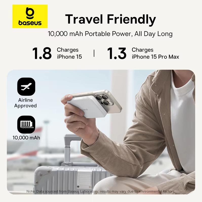 Baseus magnetic power bank 10000mAh 15W wireless fast charging qi2 certification can be used on airplanes PPWPQ10-20