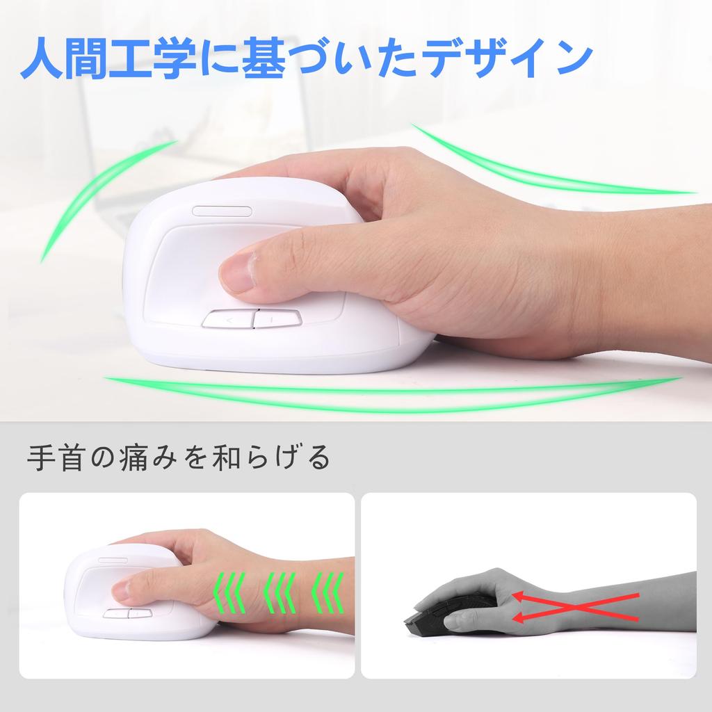 Vertical Mouse, Wireless, Bluetooth & 2.4G, USB, 3-Mode, Vertical, Quiet, 6 Buttons, Optical, Compact, Type-C Rechargeable, Ergonomic, Right-Handed,