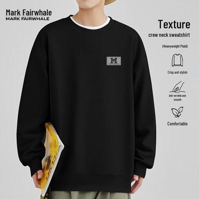 Mark Fairwhale Men's Heavyweight Textured Round Neck Pullover Sweatshirt