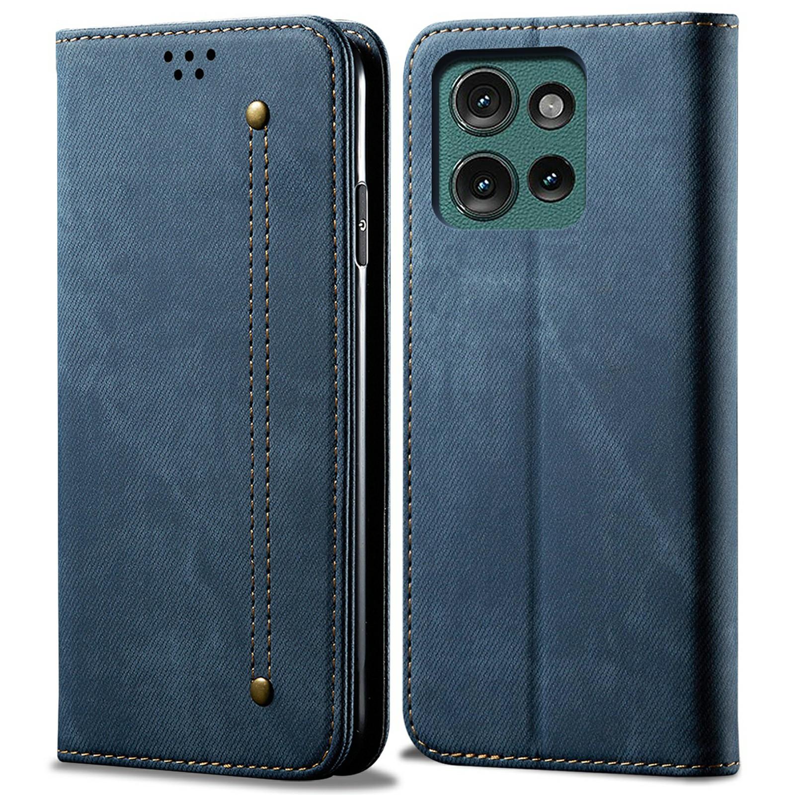 

Чохол для Motorola Moto G75 5G Текстура джинсової тканини Шкіряна підставка Захист від подряпин Чохол для телефону Blue