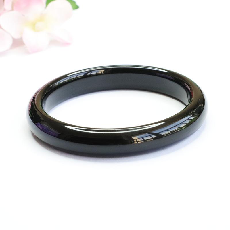 Black Agate Bracelet Chalcedony Positive Circle Ornament Crystal Jewelry Factory Live Delivery S2110109