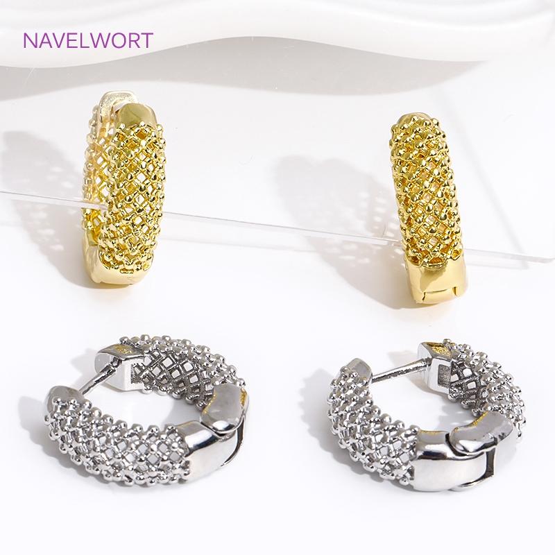 Trendy 18K Gold Plated Brass Geometric Hoop Earring Inlaid Zircon Twist Round Earring,Jewelry Party Gifts For Women Wholesale