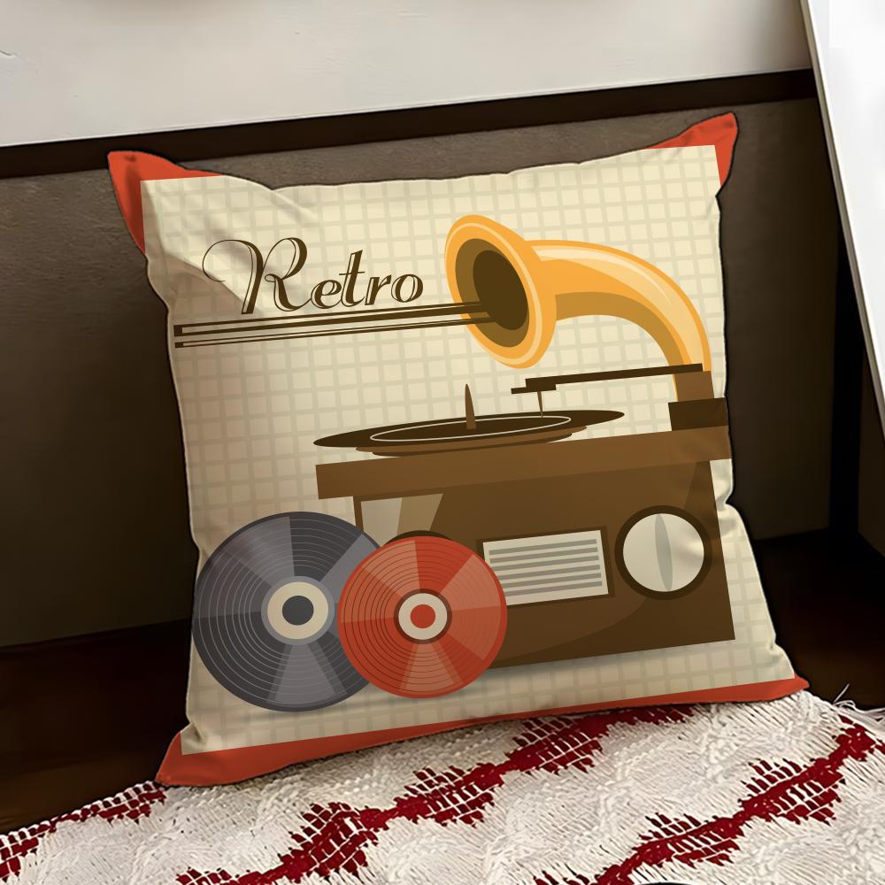 Retro Speaker Piano Rock Cushion Cover Reversible Soft Durable Pillow Cover Home  Car MultiScene Use for Daily Comfort