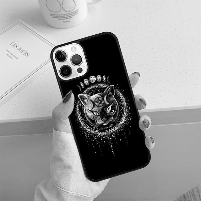 Funda para teléfono con diseño de bruja y gato, colorida y adorable, para iPhone 17 Air 13 12 14 15 16 y Apple 14 15 16 Pro Max Plus.