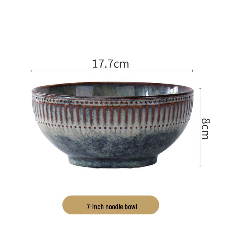 Nordic Vertical Stripe Embossed Ceramic Dining Set: Bowls, Plates, Dishes, Coffee Cup & Saucer, Fish Plate for Western Cuisine.