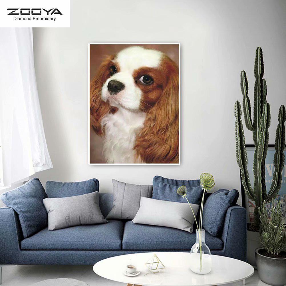 

ЗООЯ DIY 5D Полный Круглый Алмазная Картина Красивая Собака Вышивка Крестом Ремесло Стежок Домашний Декор