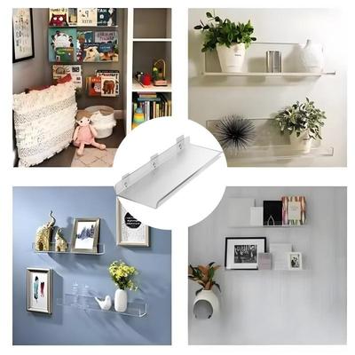 Acrylic Shelf For Wall Storage,Floating Bookshelves,Display Shelf Organizer For Bathroom,Bedroom,Living Room,Kitchen,Room Decor