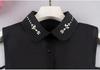Women's Chiffon Plum Blossom Bead-Stitched Versatile Fake Collar Shirt