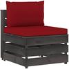 Corner Sectional Sofa - VIDAXL - Impregnated Wood - Reversible - 3 Seater - Bordeaux and Grey Color