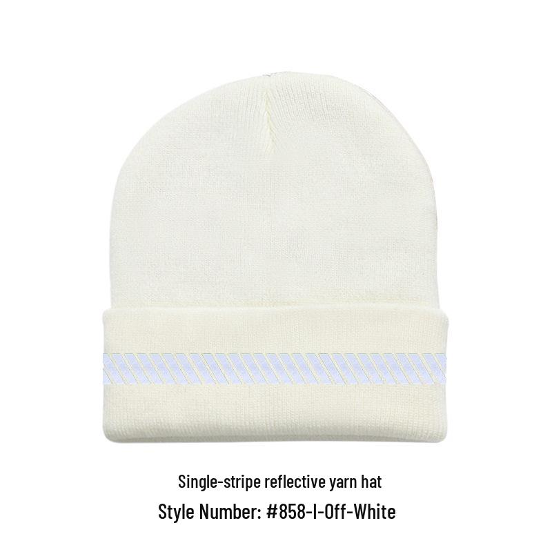 В наличии Полосатая светоотражающая пряжа Шапка: Ветрозащитная, морозостойкая, двухслойная вязаная для осеннего и зимнего тепла One Size