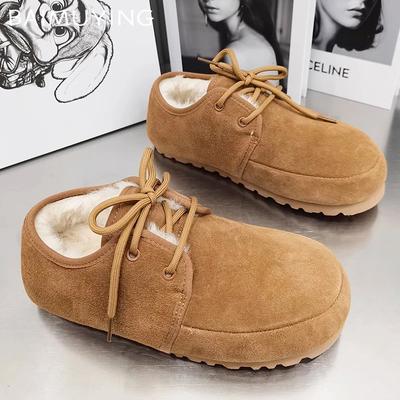 Fur Women Boots Suede Flats Fashion Shoes Woman 2025 Trend Winter Designer Brand Cozy Walking Casual Sport Botas Mujer Sneakers