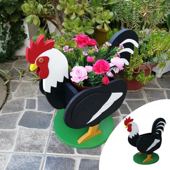 

Цветочный горшок с петухом, забавный петух в форме животного, устойчивый к атмосферным воздействиям, «сделай сам», твердый ПВХ, для использования в помещении и на открытом воздухе, овощные травы, сочные