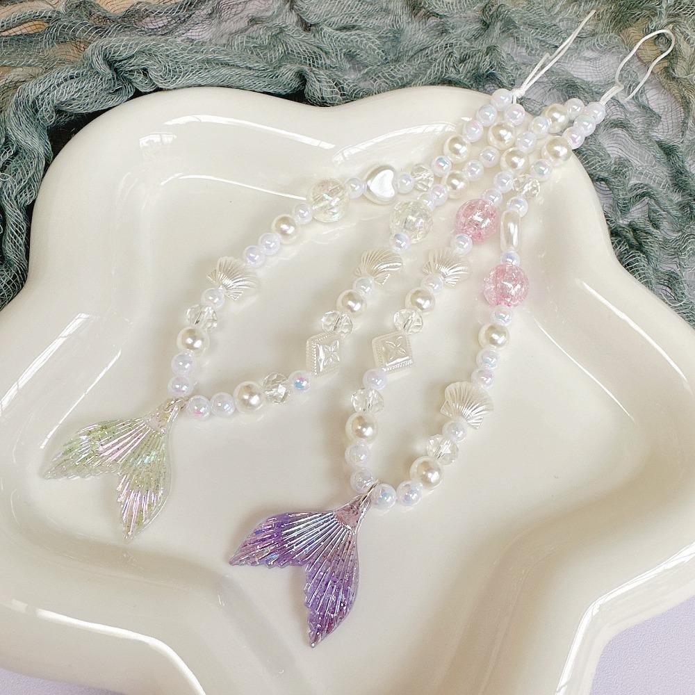 Fish Tail Mobile Phone Lanyard Shell Cell Phone Strap Jewelry Gift Bead Phone Chain  Woman Girl
