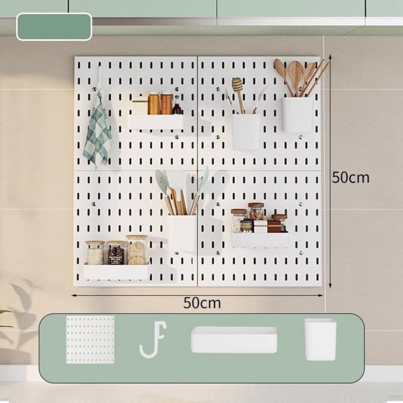 A03F-Wall-Mounted Multi-Functional Kitchen Storage Rack-No-Drill Plastic Design For Spices And Utensils Holder