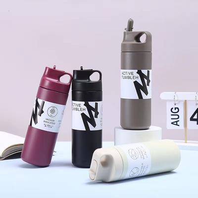 New Design Japanese Style Travel Tumbler Thermos Mug 500ML Steel Double Wall Coffee Vacuum Flask Straw