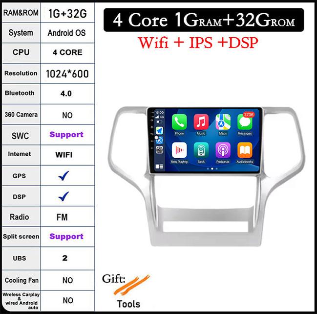 

Android 14 для Jeep Grand Cherokee 2008-2013 GPS Navi Bluetooth Car Radio Видео Мультимедийный Плеер WiFi Carplay 4G DSP Stereo
