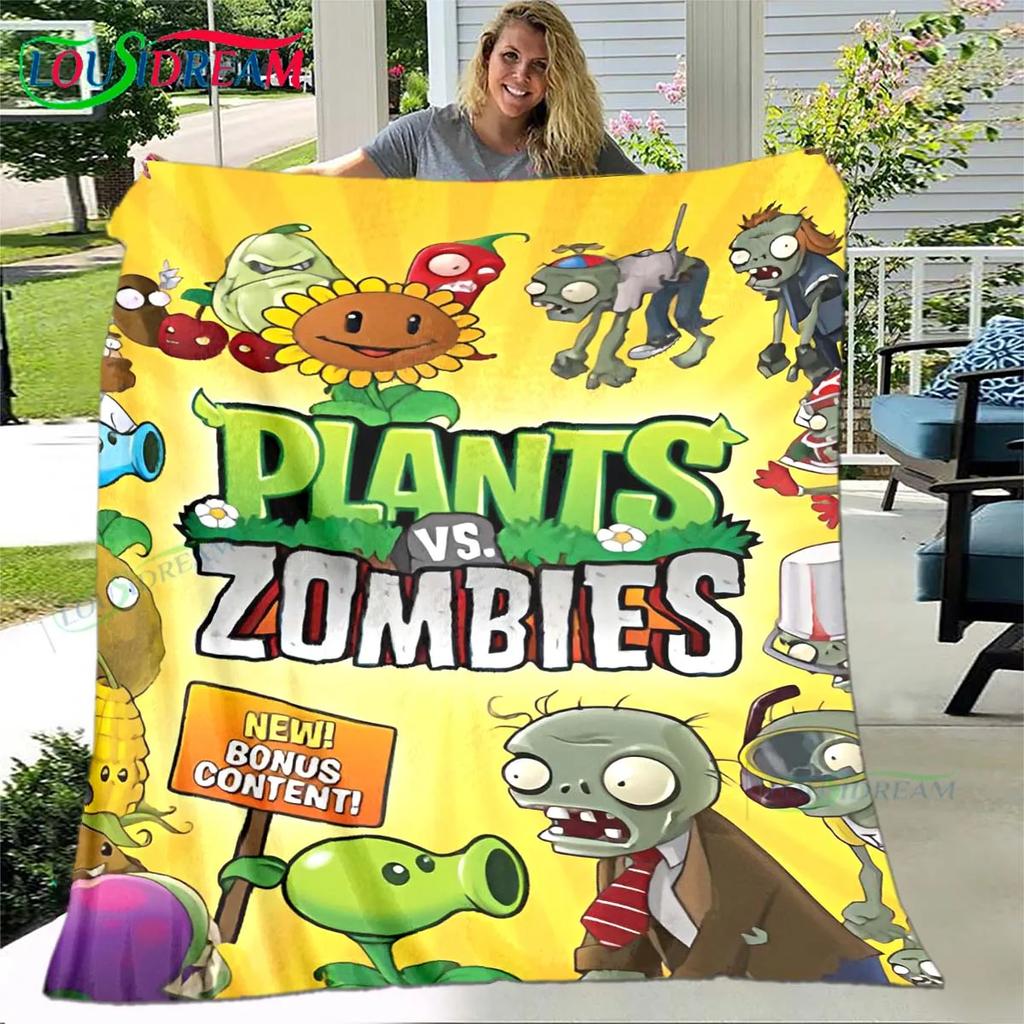 Hot Puzzle Games P-plant Vs Z-zombiee Flannel Children Blanket Sofa Bed Decoration Blanket Portable Blanket Bath Towel Gift