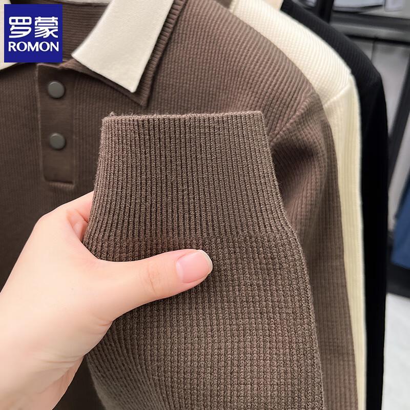 ROMON Men's Long-Sleeved Polo Collar Knitted Sweater