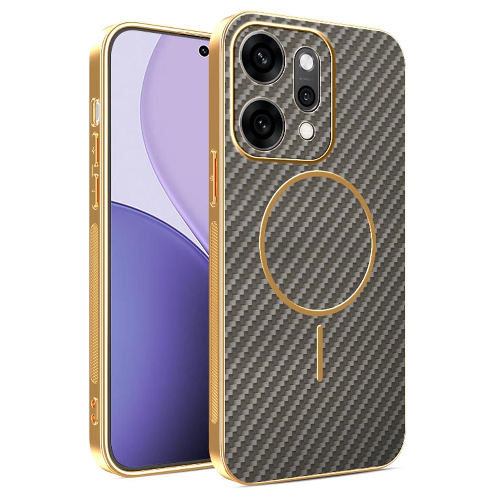 Pro Oppo Reno14 Pro 5G (Globální) Pouzdro Zadní kryt z TPU s texturou karbonových vláken a galvanickým pokovením