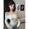 Women's Off-Shoulder French Lace Long Sleeve Sexy Top for Early Autumn