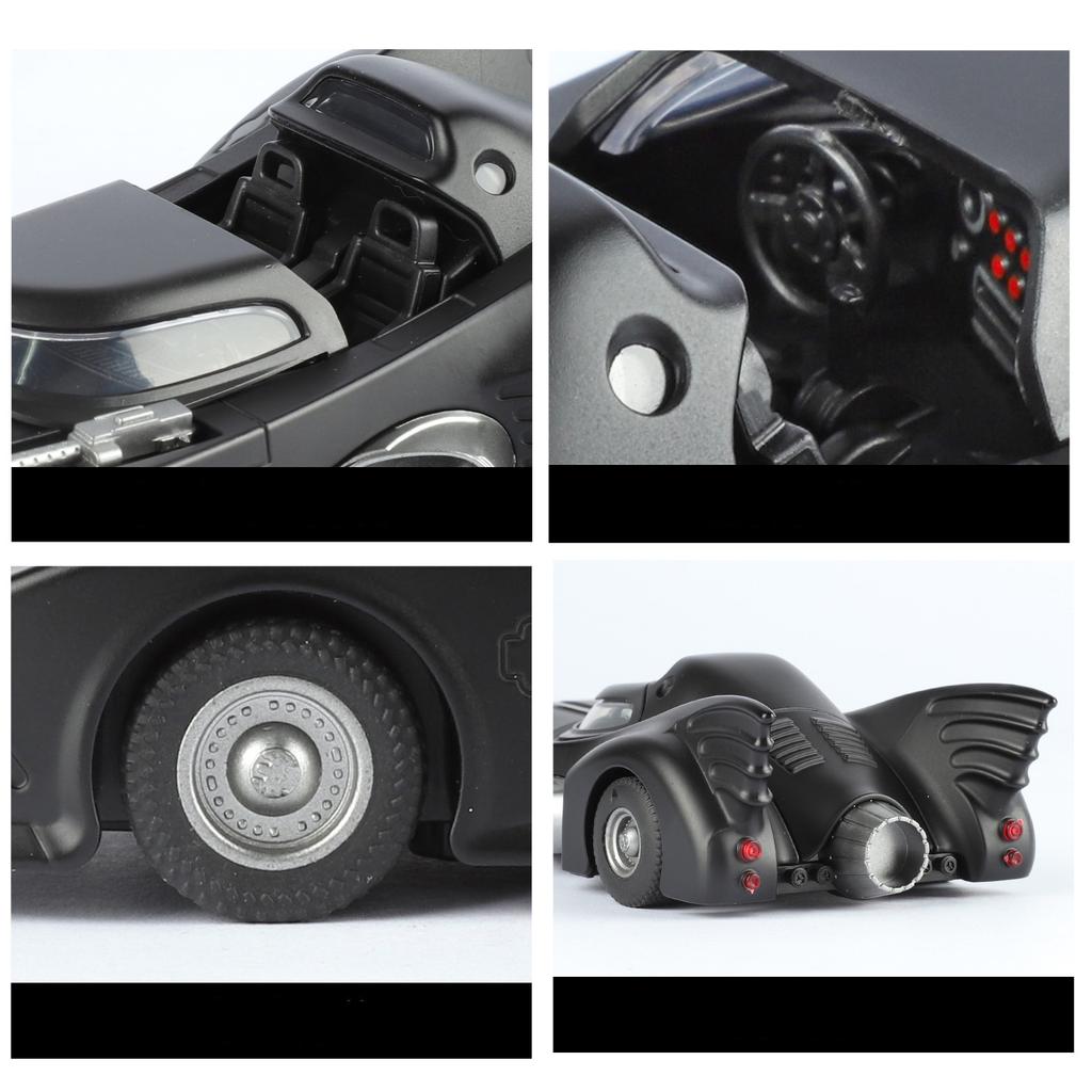 1/32 Batmobile Bat 1989 Alloy Car Model Sound and Light Pull Back Children's Toy Collectibles Birthday Gift