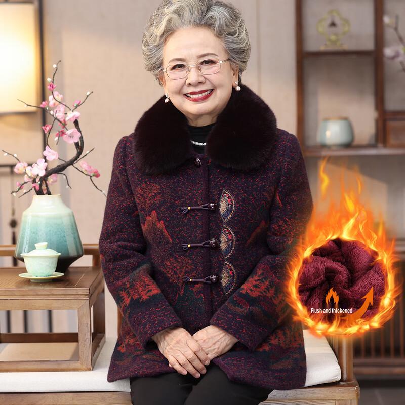 

YUZHAOLIN Elderly Women s Fleece Lined Winter Coat 2XL