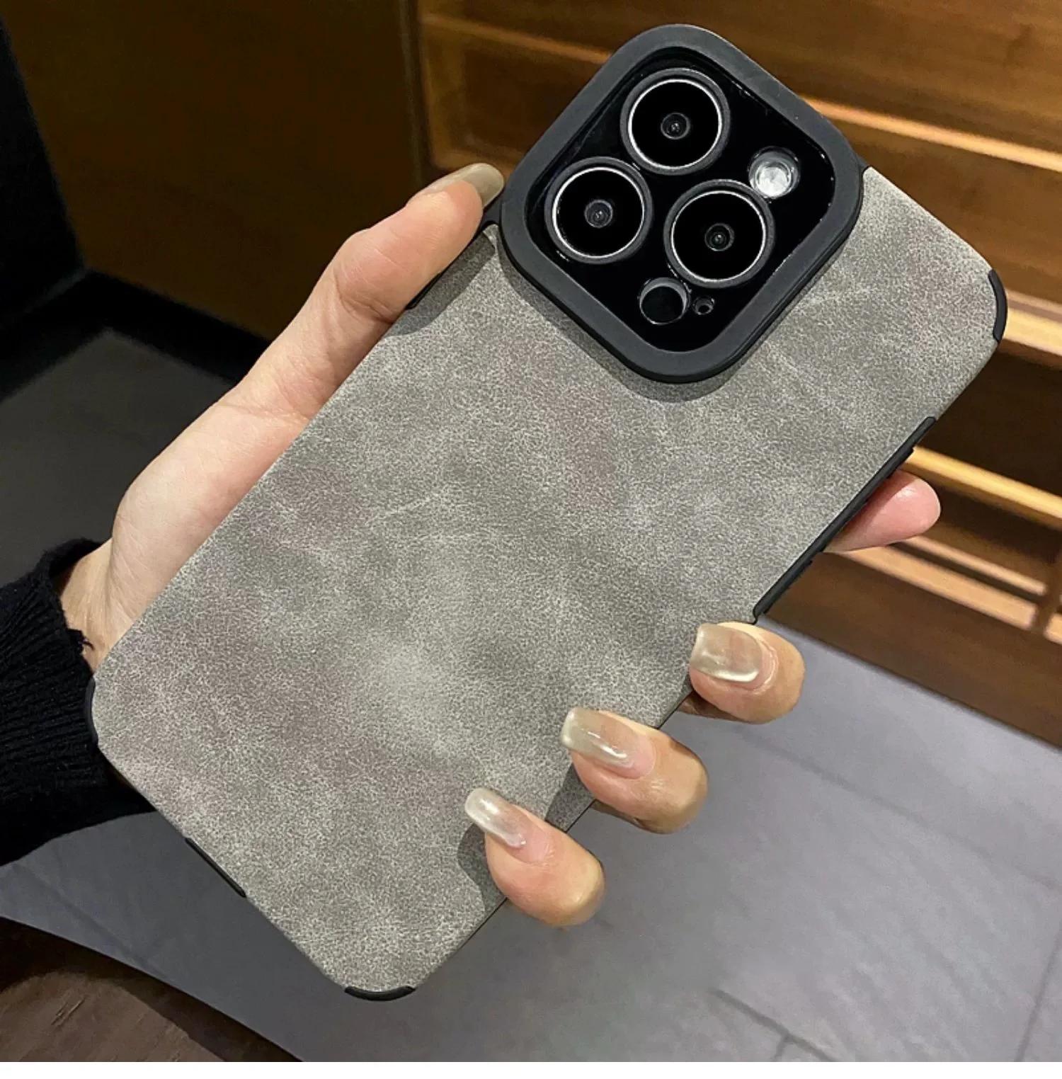 

Роскошный Матовый Мягкий Кожаный Чехол Для Телефона Для iPhone 16 15 14 Plus 13 12 11 Pro Max 17Air Защита Камеры Ударопрочный Силиконовый Чехол For iPhone 16pro max серый