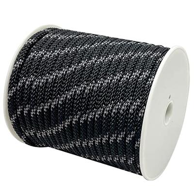 Sutekus Tent Rope, 8mm Diameter, Paracord with Reflective Material, 2000kg (2 Tons) Load Capacity, 40m Length (Black)