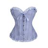 Women's Sweetheart Strapless Corset Top Slim Fit V Neck Ruffle Trim Jacquard Lace Up Bustier Vintage Court Waist Trainer Shapewear