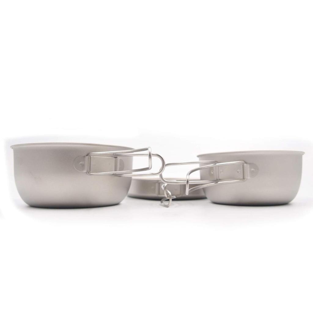 In Tsubame Village Blacksmith Pure Titanium Cooker 3 Piece Set with Storage Bag Frying Small Large Pot [Made Sanjo] MK-6023 Pan, Pot,