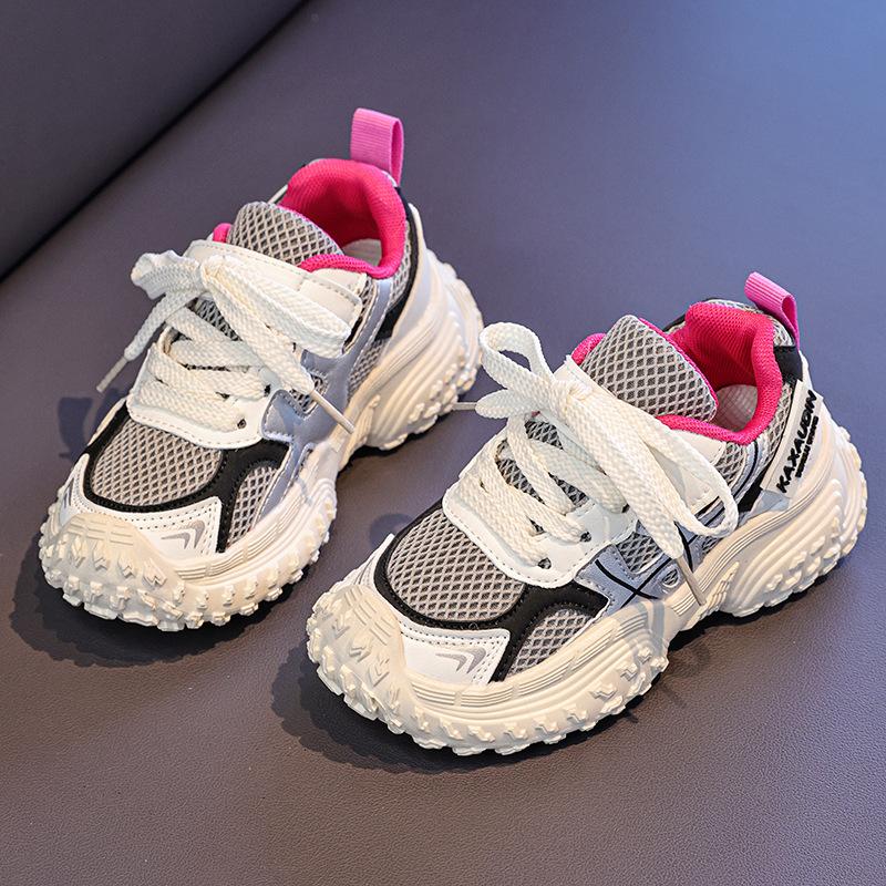 Girls' Color-blocked Sneakers for Small, Medium, and Large children2026New Autumn Mesh Children's Running Shoes Boys' Casual Shoes