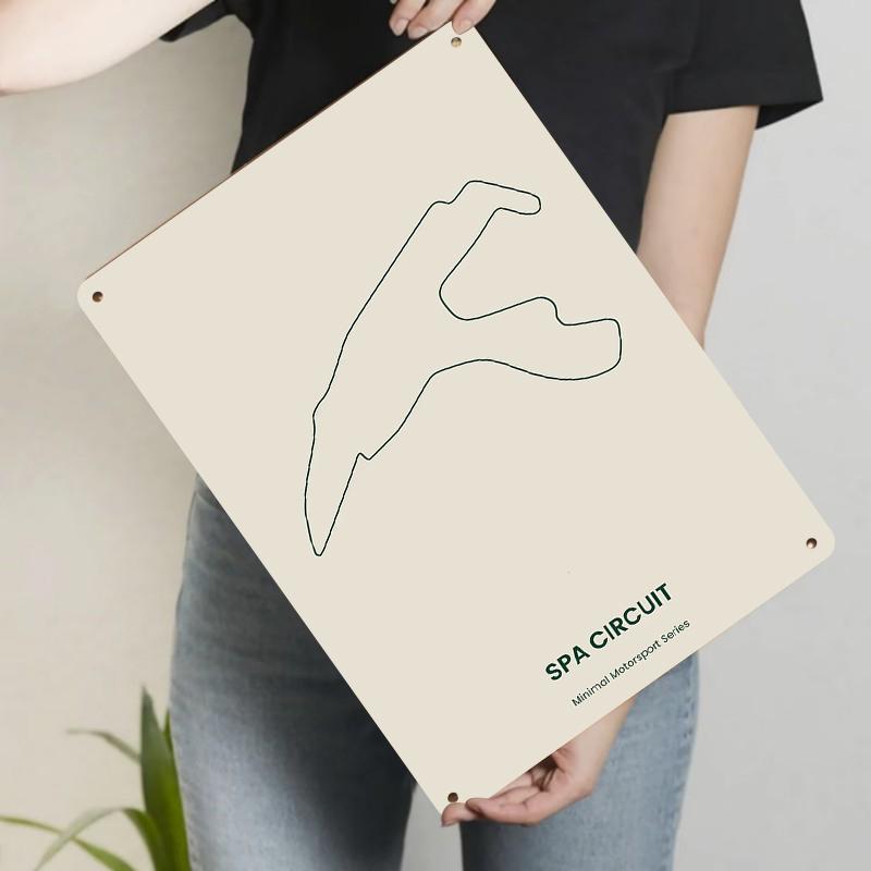

SPA Circuit Minimal Line Art Metal Wall Decor Racing Track Home Decoration Craft 20x30cm（7.8x11.8inch）