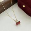 Red Cherry Agate Pendant Necklace: Elegant Women's Clavicle Chain with High-End Niche Design