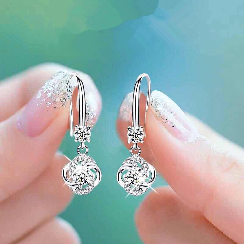

Silver 925 Jewelry Earrings Sapphire Siver Korean Ear Jewelry White/Blue/Pink Color Party Dating Gift Earrings Wholesale