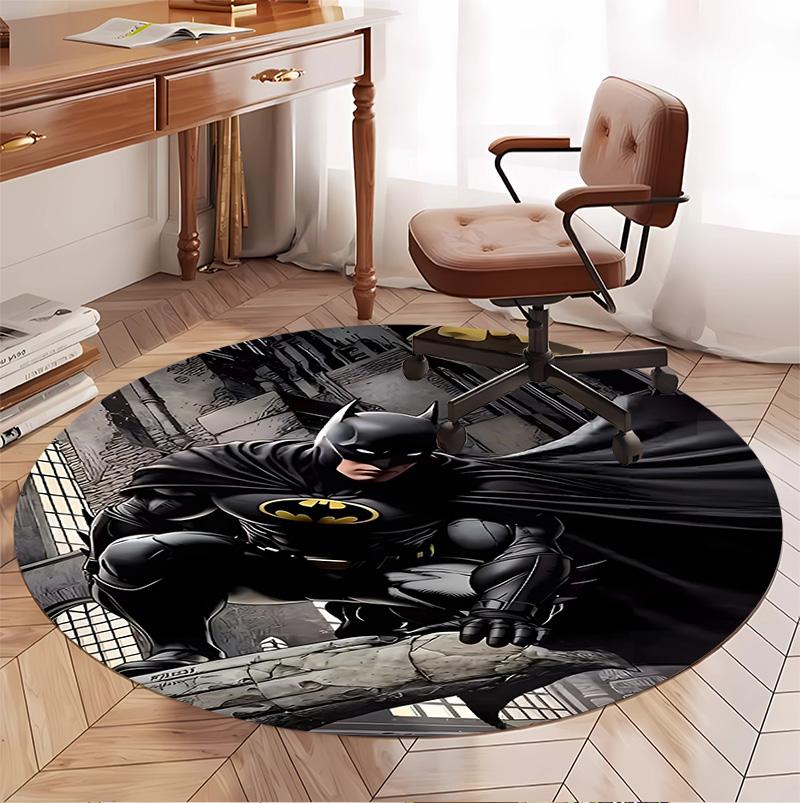 Batman Pattern Round Rug, Indoor/Outdoor Mat, for Picnic, Gameroom, Bedroom, Office, Living Room, Home Decor Carpet, Birthday Gift