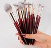 Professional Fan Concealer Brushes High Quality Private Label Cosmetic Collection Luxury Burgundy Glitter Makeup Brushes Set