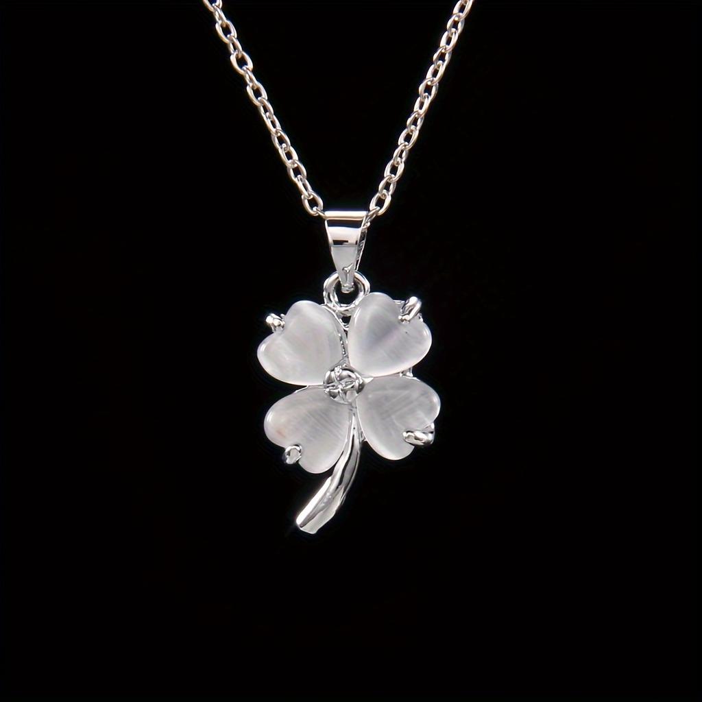 Colier clasic și la modă cu trifoi cu patru foi cu lanț la claviculă, cel mai bun cadou pentru fete