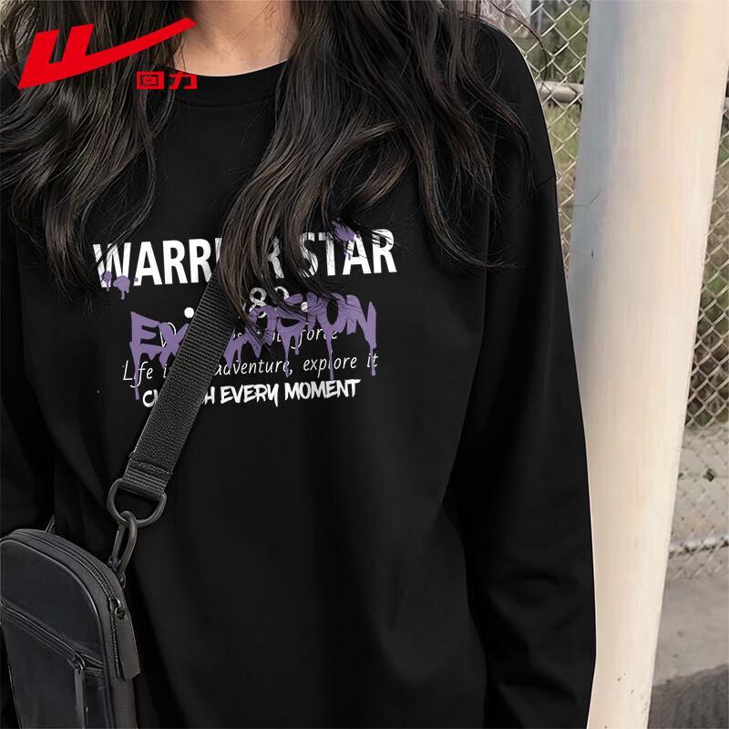 Warrior Women's Loose Fit Cotton Long Sleeve T-Shirt with Wave Graffiti Print