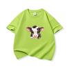 Kids Cotton T Shirt Adorable Baby Cow Peeking Print Crew Neck Short Sleeve Tee Casual Boys Girls Summer Tops