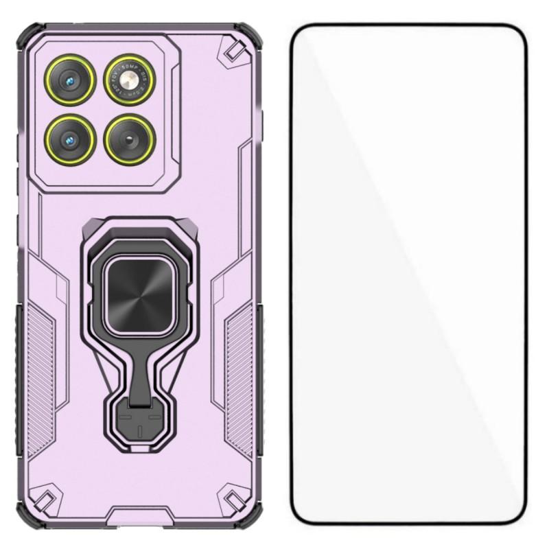 For Motorola Edge 70 5G Phone Case WANLONFENG PC TPU Back Cover Kickstand with Tempered Glass