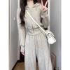 Women's High-End Casual Two-Piece Set: Slim Fit Hooded Sweatshirt & Wide-Leg Pants for Fall/Winter 2025