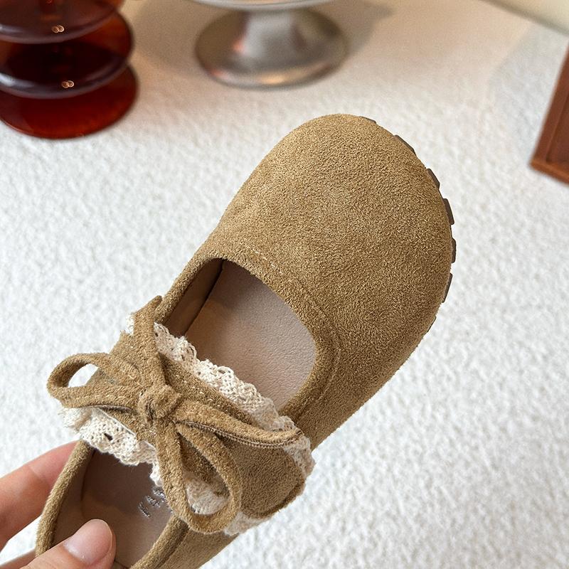 Girls Shoes Khaki Lace Lace Bow Girls Princess Shoes Four Seasons Lightweight Children's Shoes